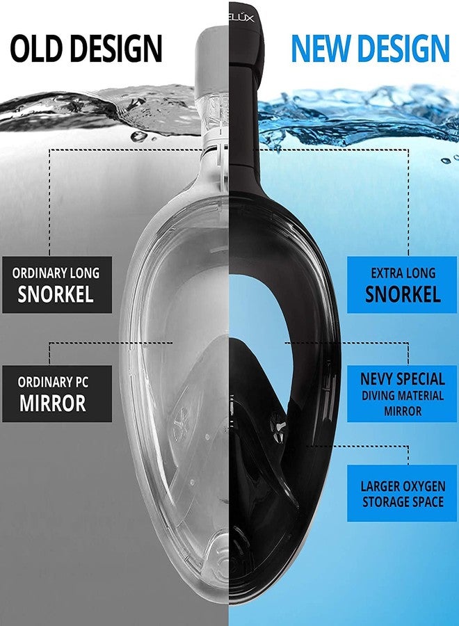 VBM قناع غطس VBM مزود بأحدث نظام تنفس علوي جاف، قابل للطي بزاوية 180 درجة، قناع غطس كامل الوجه مضاد للضباب والتسرب مع حامل كاميرا، معدات غطس للبالغين والأطفال - (كبير/كبير جدًا) - Image 2