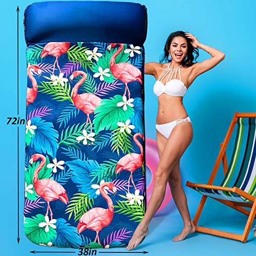 FindUWill Oversized Pool Floats Adults - 72" x38'' X-Large Fabric Covered Tanning Pool Lounger, Inflatable Pool Float with Headrest, Ultra-Comfort Pool Floaties Raft Lake Beach Float(XL, Flamingo) - Image 4