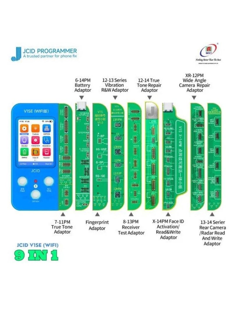 Jc Vise Wifi 9 In 1 Programmer For Iphone True Tone/battery/face Id With 9 Boards 