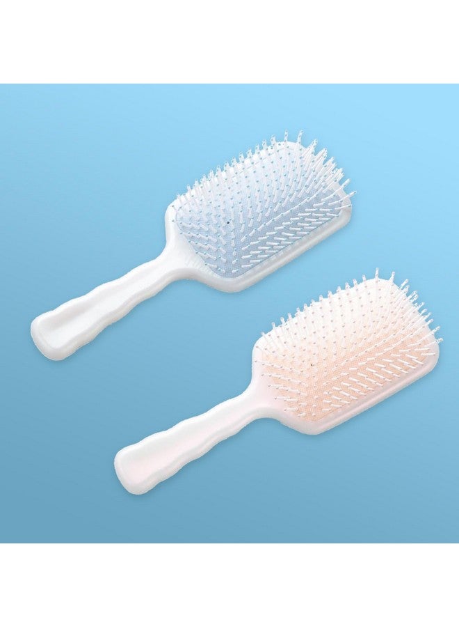 Hearts Hair Brush | Flexible Bristles Brush | Hair Brush With Paddle | Straightens & Detangles Hair Brush | Suitable For All Hair Types | Hair Brush Styling Hair | Set Of 2 | Beige & Blue - Image 1