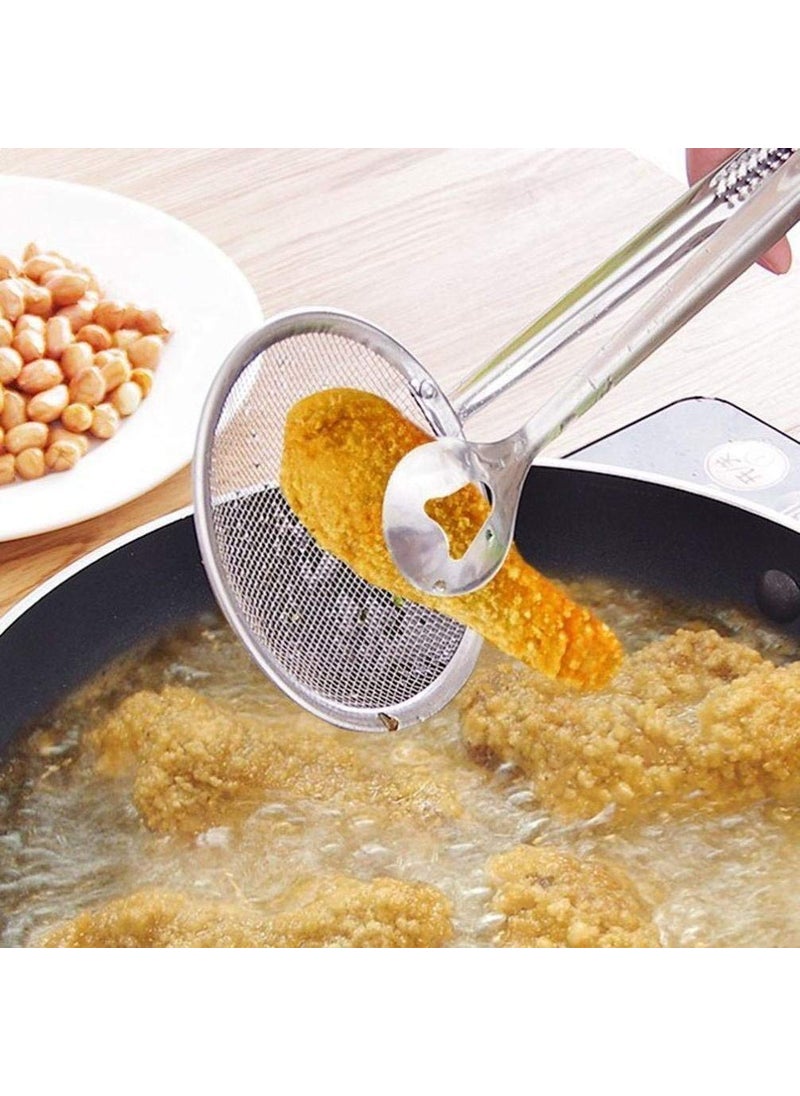 Pamidhar Pamidhar 2 in 1 Kitchen Stainless Steel Mesh Strainer Ladle Food OilFrying Filter Spoon with Clip Multicolor Pack of 1  - Image 4