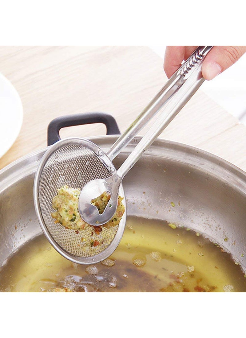 Pamidhar Pamidhar 2 in 1 Kitchen Stainless Steel Mesh Strainer Ladle Food OilFrying Filter Spoon with Clip Multicolor Pack of 1  - Image 5