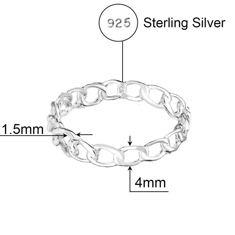 Savlano 925 Sterling Silver 4MM Chain Link Stackable Ring for Women. Comes in 5-9 Sizes with Gift Box-Made in Italy - Image 3
