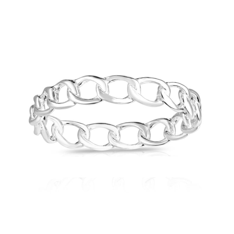 Savlano 925 Sterling Silver 4MM Chain Link Stackable Ring for Women. Comes in 5-9 Sizes with Gift Box-Made in Italy - Image 2