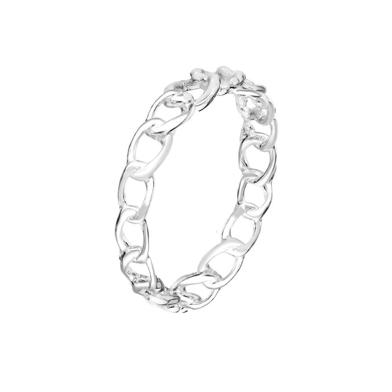 Savlano 925 Sterling Silver 4MM Chain Link Stackable Ring for Women. Comes in 5-9 Sizes with Gift Box-Made in Italy - Image 1