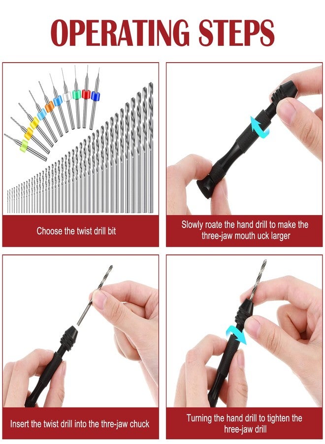Vinsot 95 Pieces Hand Drill Bits Set, 1 Pin Vise and 94 Pieces Micro Twist and PCB Mini Drill Bits for Resin Polymer Clay Craft DIY Jewelry(Black) - Image 4