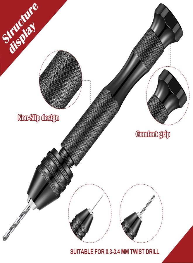 Vinsot 95 Pieces Hand Drill Bits Set, 1 Pin Vise and 94 Pieces Micro Twist and PCB Mini Drill Bits for Resin Polymer Clay Craft DIY Jewelry(Black) - Image 3