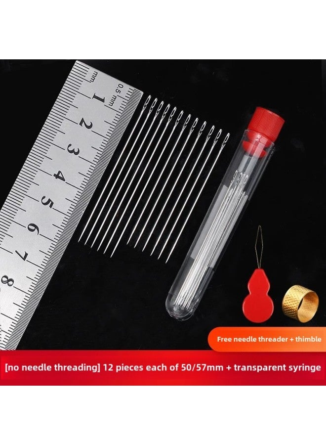 Household Eye Needle Sewing Needle Special Long Needle Thick Needle Big Nose Needle Large Hole Steel Needle For Old People Hand Sewing Needle-Color:24 Needles-free + Transparent Syringe [2 Sizes]  - Image 1