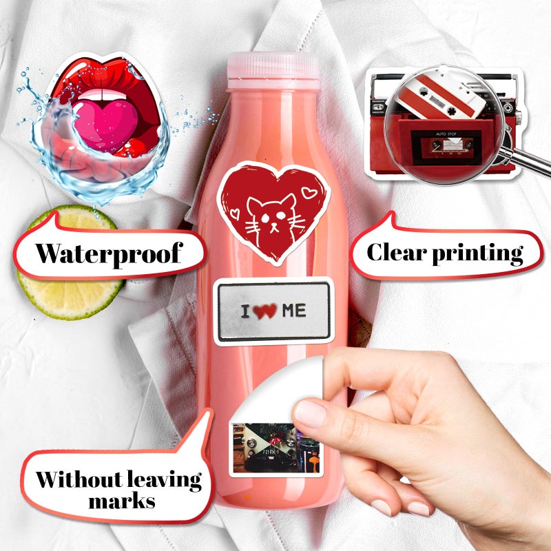 WAKEMOODEI 200 Downtown Girl Stickers Aesthetic Red Trendy Stickers for Girls Women, Cool Downtown Sticker Grunge Vinyl Decals for Water Bottle Laptop Skateboard Journal - Image 4