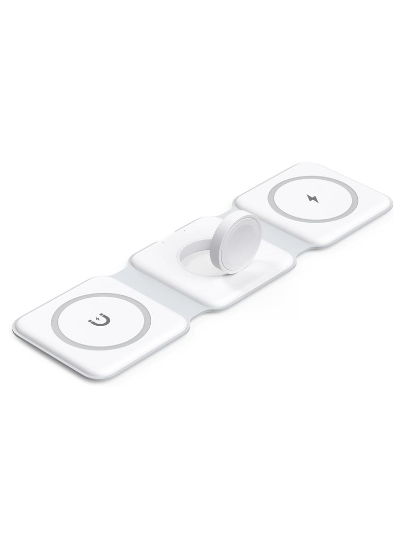 Generic - 3 in 1 Wireless Charging Station for Apple Multple Devices - Foldable Magnetic Wireless Charger Dock -Travel 15W Charging Pad for iPhone 16 15 14 13 12 Pro/Pro Max/Plus/Watch  Airpods All Series - Image 1