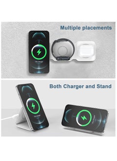 3 in 1 Wireless Charging Station for Apple Multple Devices - Foldable Magnetic Wireless Charger Dock -Travel 15W Charging Pad for iPhone 16 15 14 13 12 Pro/Pro Max/Plus/Watch  Airpods All Series