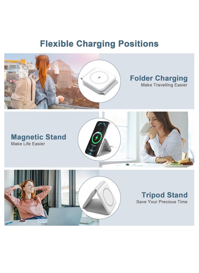 Generic - 3 in 1 Wireless Charging Station for Apple Multple Devices - Foldable Magnetic Wireless Charger Dock -Travel 15W Charging Pad for iPhone 16 15 14 13 12 Pro/Pro Max/Plus/Watch  Airpods All Series - Image 1