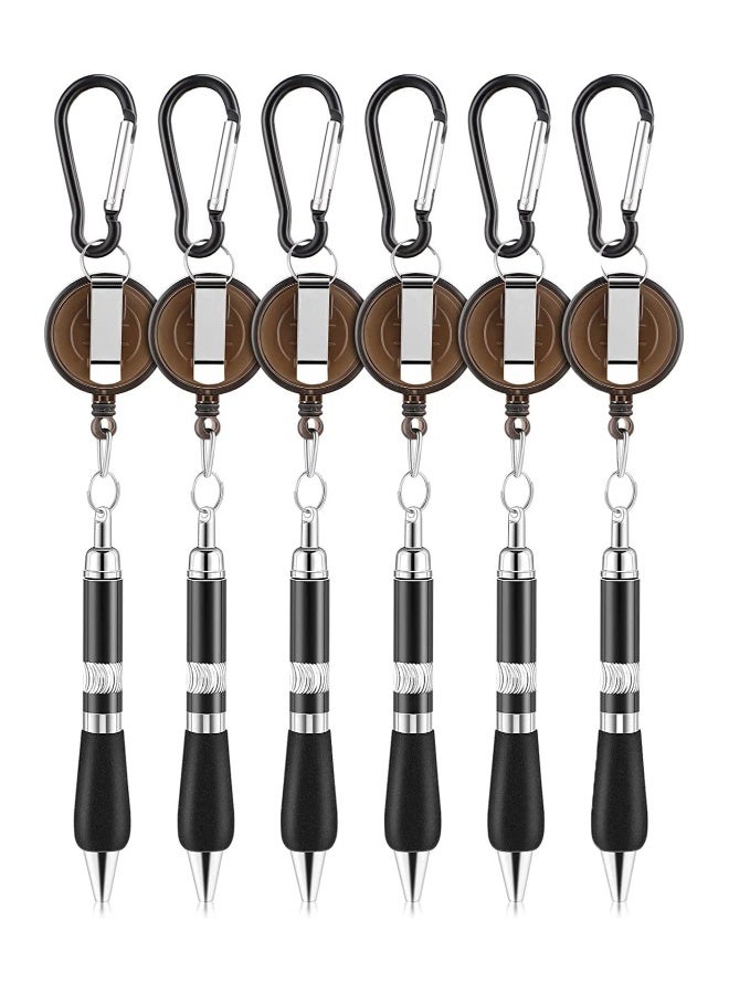 Generic Carabiner Pens, 6 Pieces Carabiner Keychain Retractable Badge Reel Ballpoint Pen, 3 in 1 Belt Clip Keychain Retractable Pen Set for Nurses, Teachers, Colleagues, Workers Easily Carry and Find  - Image 1