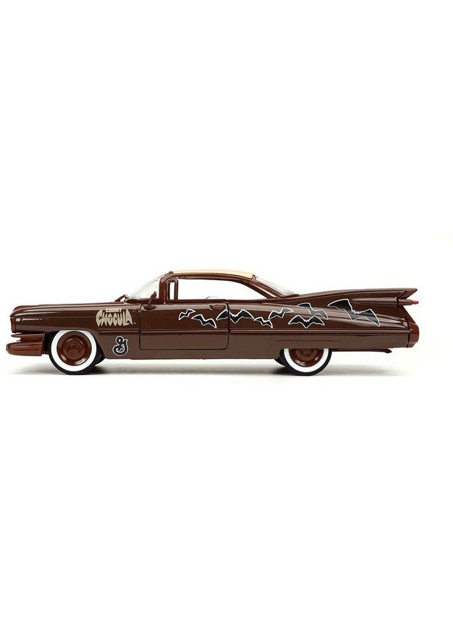 Jada 1959 Cadillac Coupe DeVille Brown and White with Graphics and Count Chocula Diecast Figurine Hollywood Rides Series 1/24 Diecast Model Car - Image 4