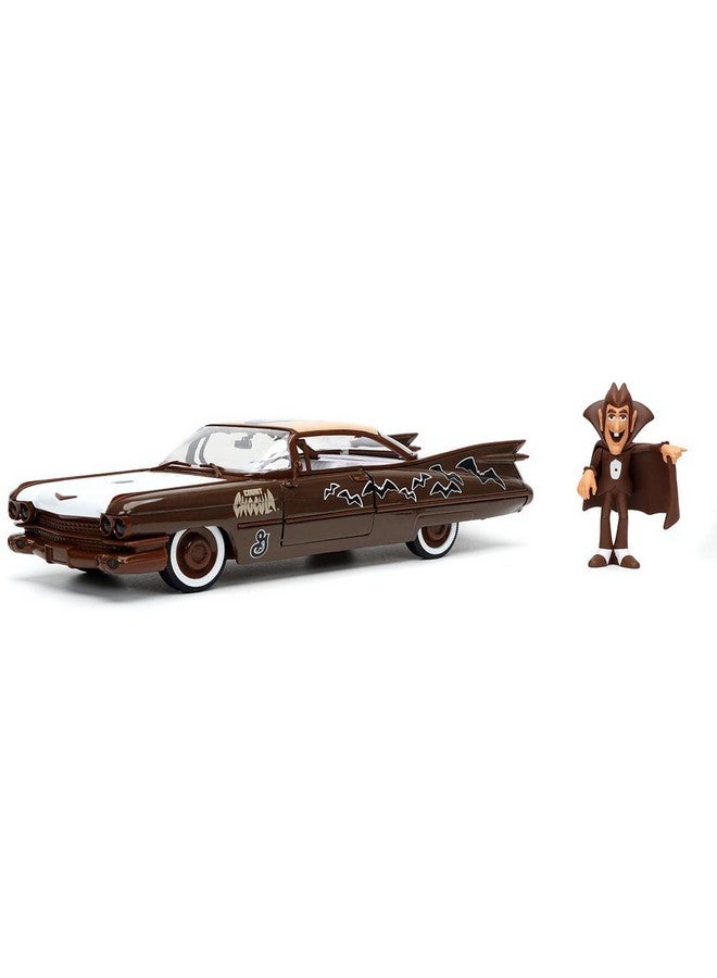 Jada 1959 Cadillac Coupe DeVille Brown and White with Graphics and Count Chocula Diecast Figurine Hollywood Rides Series 1/24 Diecast Model Car - Image 2