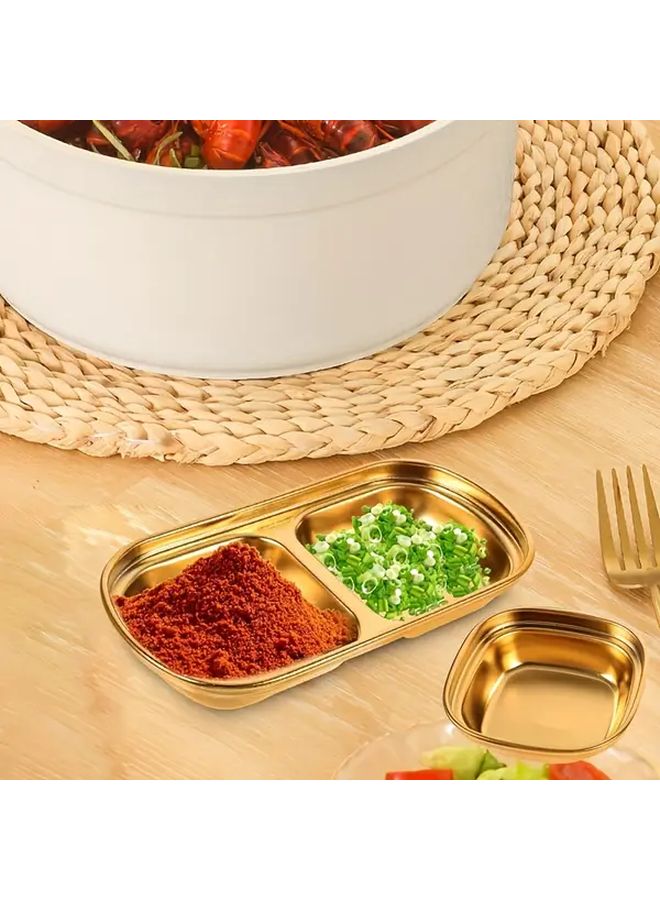 Stainless Steel Multifunctional Single And Double Grid Dish 2PCS - Image 3