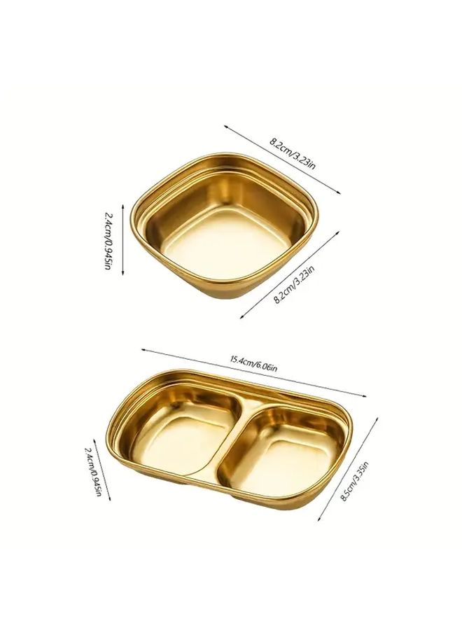 Stainless Steel Multifunctional Single And Double Grid Dish 2PCS - Image 4