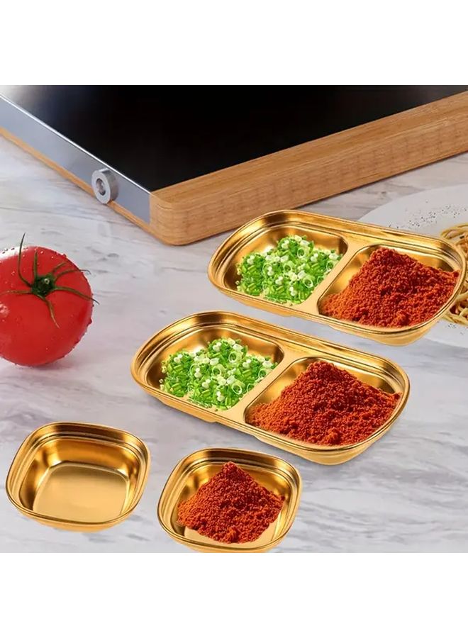 Stainless Steel Multifunctional Single And Double Grid Dish 2PCS - Image 1