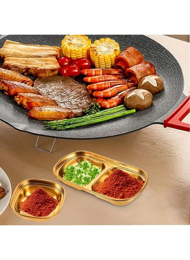 Stainless Steel Multifunctional Single And Double Grid Dish 2PCS - Image 2