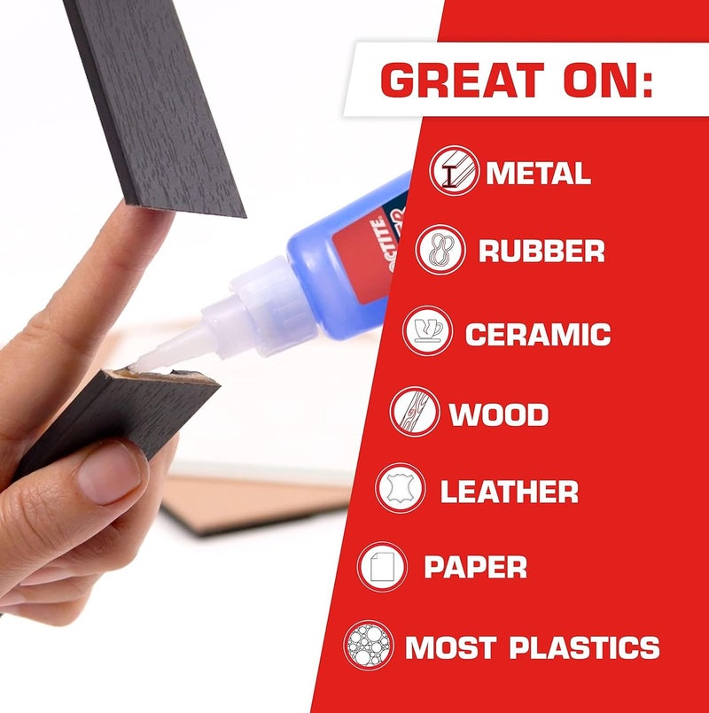 لوكتيت لاصق لوكتايت سوبر جلو بروفيشنال سائل 20 جم – غراء قوي سريع الجفاف للمعادن والخشب والبلاستيك والمطاط والسيراميك والجلد | رأس دقيق للاستخدام متعدد الأغراض - Image 2