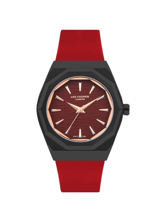 لي كوبر Men's Watch, Analog Display and Leather Strap - LC07936.688, Red