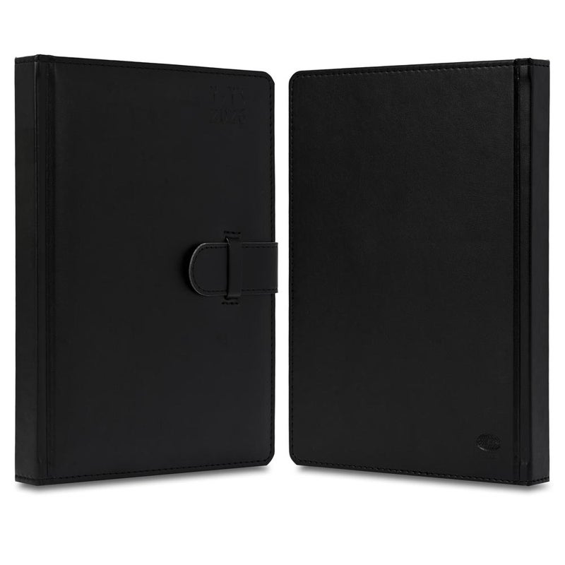 FIS مفكرة أجندة FIS 2026، 170x240 مم، غلاف إيطالي PU مبطن ومخيط من جانب واحد، زوايا مدورة مع إغلاق بحزام، يوم واحد في الصفحة، عربي/إنجليزي، ورق إيطالي عاجي 70 جرام، غلاف أسود - FSDI75AE26BK - Image 2