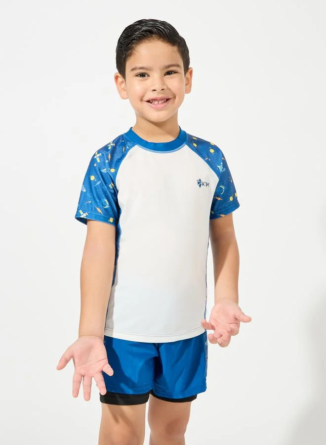 Styli Printed Top & Quick-Drying 2In1 Trunks Swimwear Set