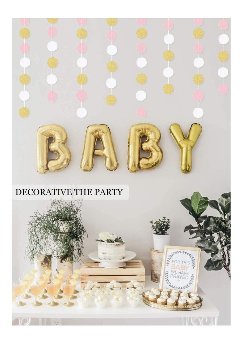 SYOSI Paper Garland,  Pink White Glitter Gold Circle Dots Hanging Decorations Backdrop for Birthday Party Wedding, Class Room Decorations Birthday Party Wedding Nursery Party New Year, 5 Pack 4M - Image 2