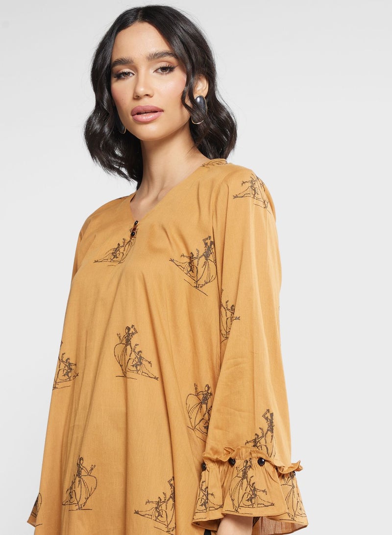 V-Neck Printed Kurti