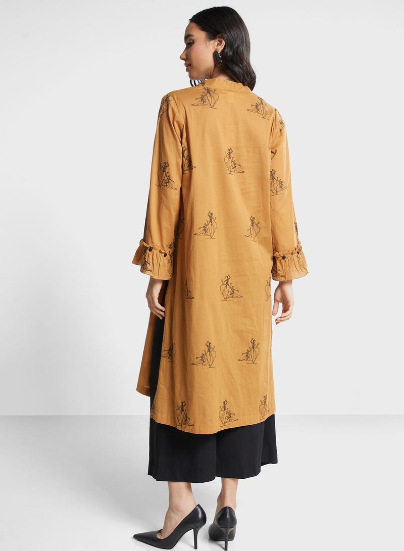 V-Neck Printed Kurti