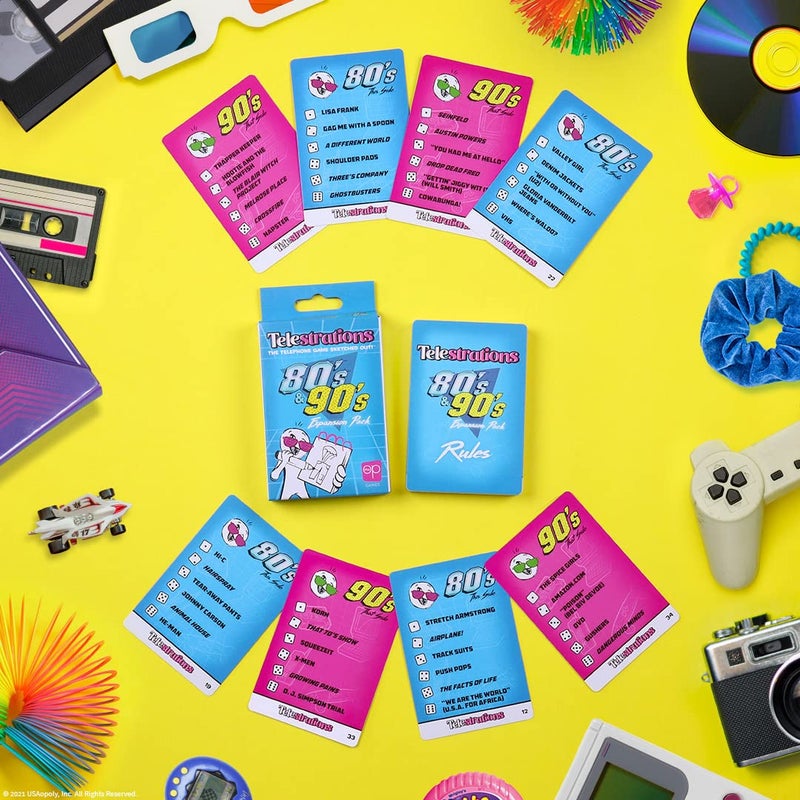 USAopoly Telestrations 80s/90s Expansion Pack | Featuring 600 Totally Awesome Words, Phrases, and References | Great New Addition to Telestrations Party Game - Image 3
