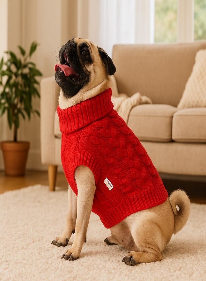 Zigly Lifestyle Winterized Crimson Cozy Cable Knit Sweater for Dogs | Warm Knit Winter Sweater for Pets | Cozy Comfortable Cold Weather Dog Apparel | Red | 4XL | 71cm - Image 2