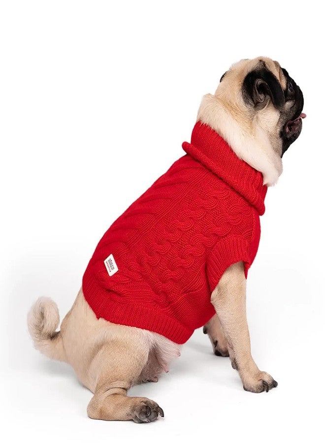 Zigly Lifestyle Winterized Crimson Cozy Cable Knit Sweater for Dogs | Warm Knit Winter Sweater for Pets | Cozy Comfortable Cold Weather Dog Apparel | Red | 4XL | 71cm - Image 1