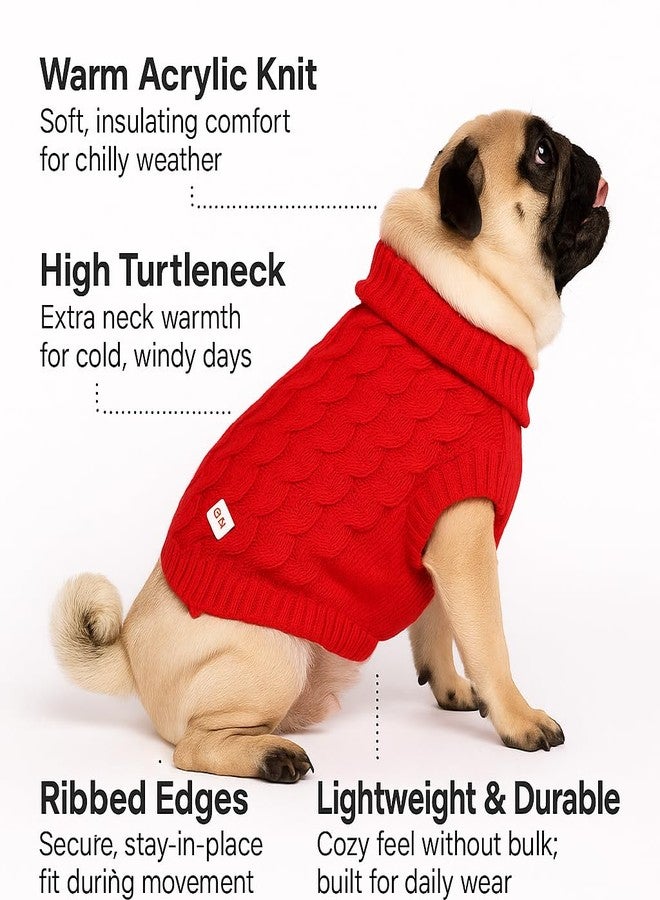 Zigly Lifestyle Winterized Crimson Cozy Cable Knit Sweater for Dogs | Warm Knit Winter Sweater for Pets | Cozy Comfortable Cold Weather Dog Apparel | Red | 4XL | 71cm - Image 3