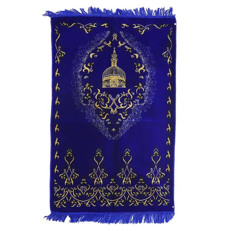 Muslim Prayer Mat Musalla with Mosque Design- Blue