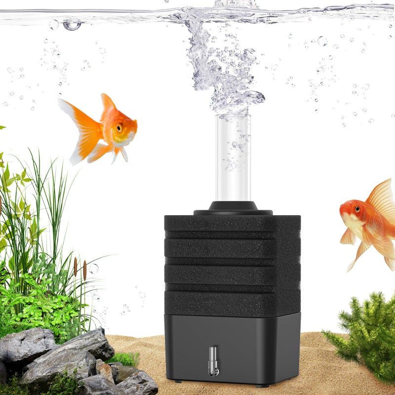 Moonorange Aquarium Bio Sponge Filter SuperQuiet Submersible Fish Tank Foam Filter with 1 Spare Sponge Suits Tanks Within 20 GallonS - Image 2