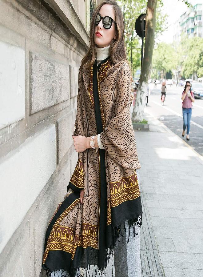 DANA XU DANA XU 100% Pure Wool Oversize Large Blanket Cashmere Pashmina Soft Dupatta Scarf Shawls And Wraps For Women Evening Dress - Image 1