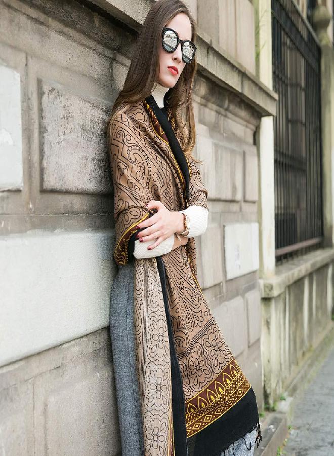 DANA XU DANA XU 100% Pure Wool Oversize Large Blanket Cashmere Pashmina Soft Dupatta Scarf Shawls And Wraps For Women Evening Dress - Image 2