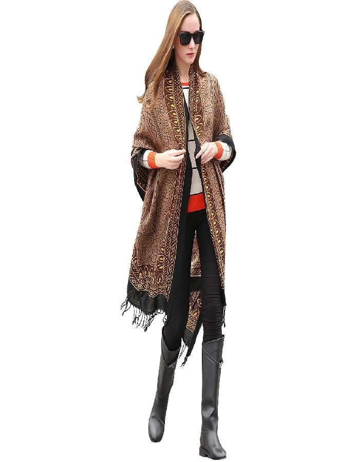 DANA XU DANA XU 100% Pure Wool Oversize Large Blanket Cashmere Pashmina Soft Dupatta Scarf Shawls And Wraps For Women Evening Dress - Image 3