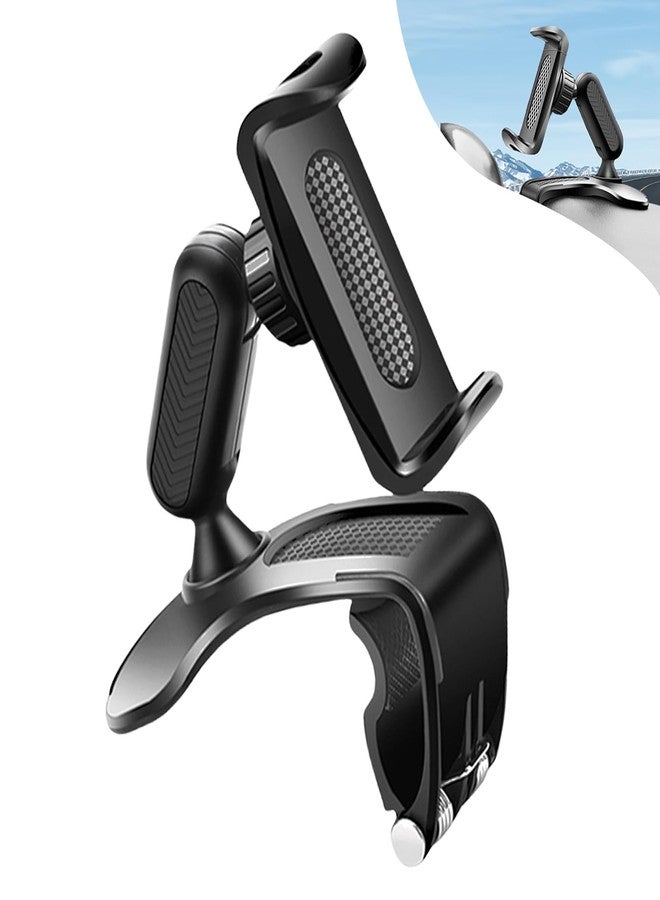 AMZAUTO Car Phone Holder Mount, 360 Degree Rotation Car Dashboard Phone Holder, Universal Anti-Shake Dash Steering Wheel Cellphone Clamp Mount Stand for 4-7 Inch Smartphones (Black) - Image 1