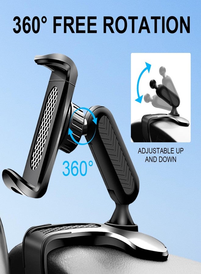 AMZAUTO Car Phone Holder Mount, 360 Degree Rotation Car Dashboard Phone Holder, Universal Anti-Shake Dash Steering Wheel Cellphone Clamp Mount Stand for 4-7 Inch Smartphones (Black) - Image 2