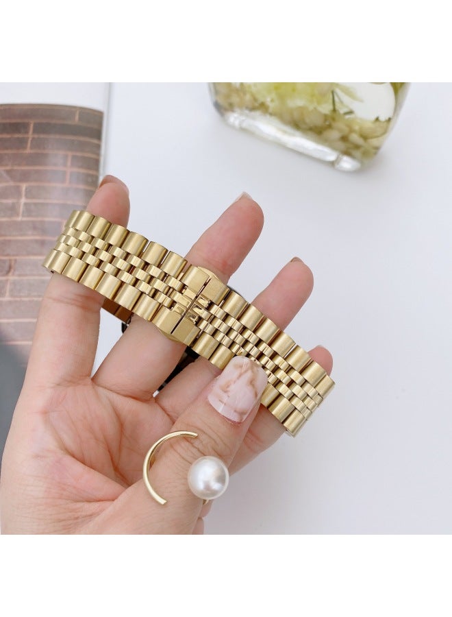 Loquat Five-Bead Steel Strap Suitable For Samsung Watch 20/22mm For Huawei Gt42/46Mm Fashionable Metal Wristband-Color:Silver Black-Dimensions:20mm  - Image 4