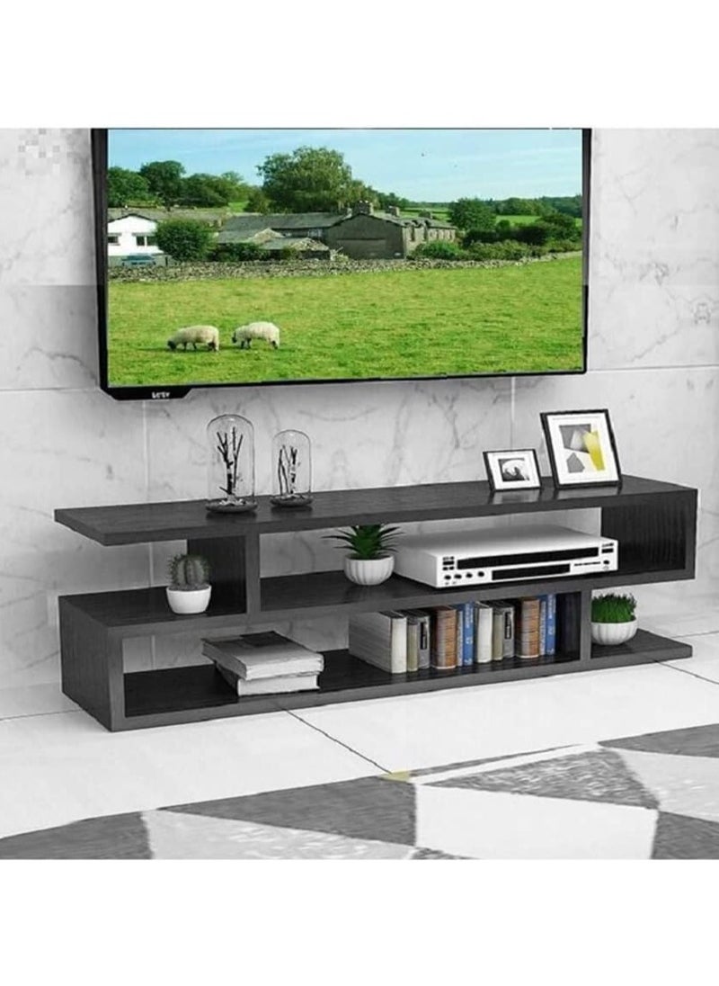 Z Shape Engineered Wood TV Unit Display Storage Cabinet Rack with Decor Shelf