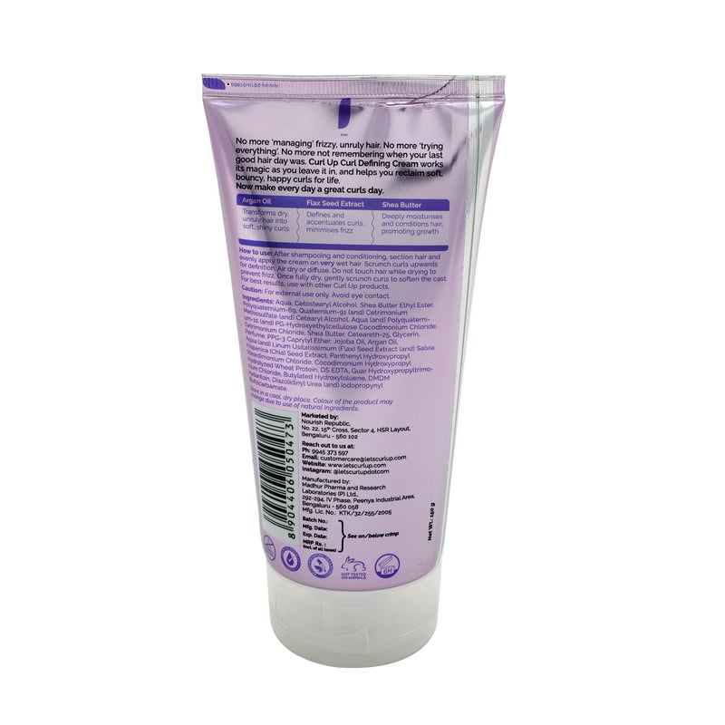 Curl Up Curl Defining Cream All In One Leave In Conditioner Hair Cream for Wavy & Curly Hair - 150 g - Image 2