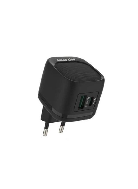 Green Lion PD20W + QC Wall Charger With USB-C To Lightning Cable - Black