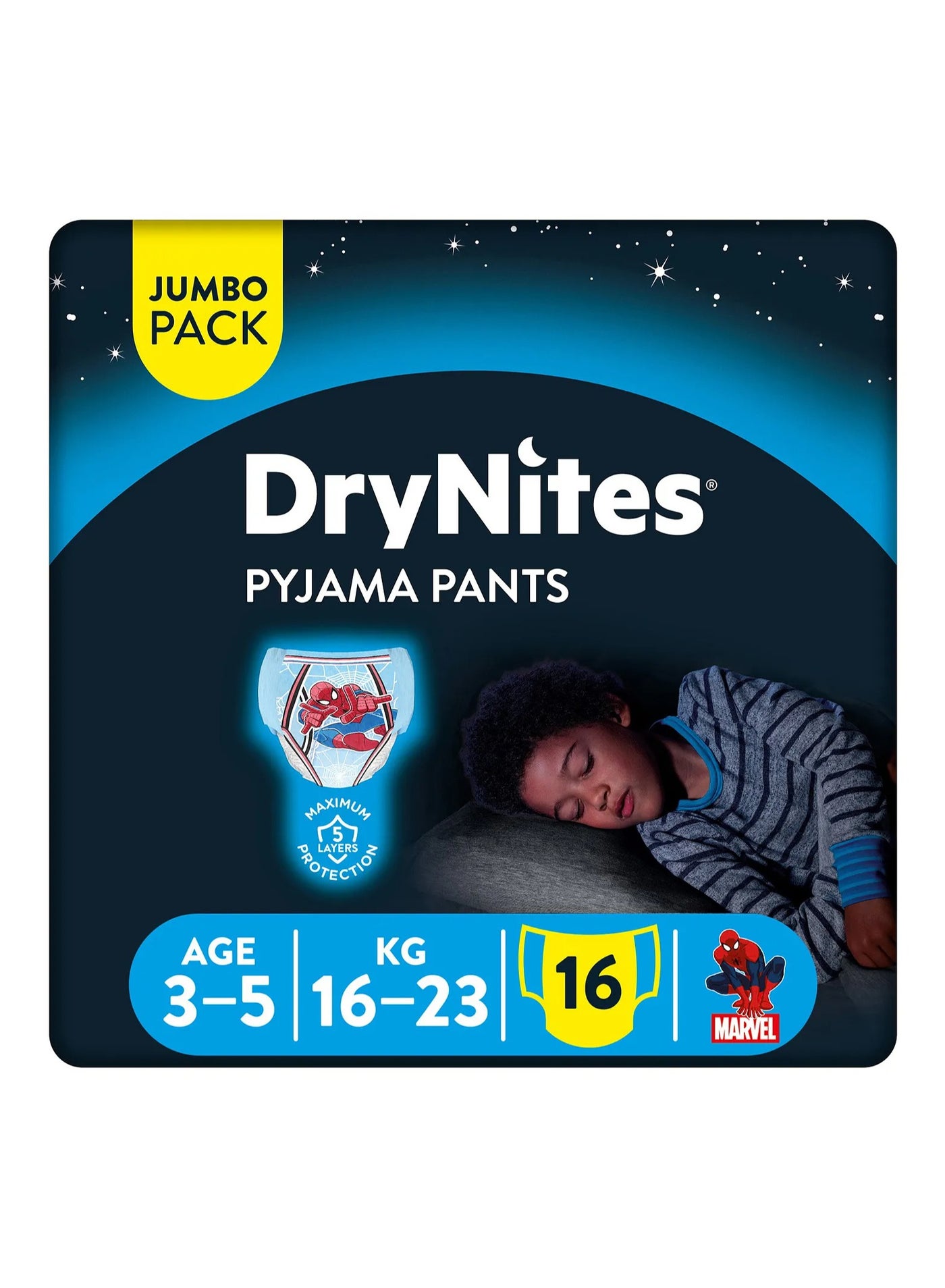 Huggies DryNites Pyjama Pants Size 5, 16 Pieces – Absorbent Bedwetting Underwear for Kids 16-23kg