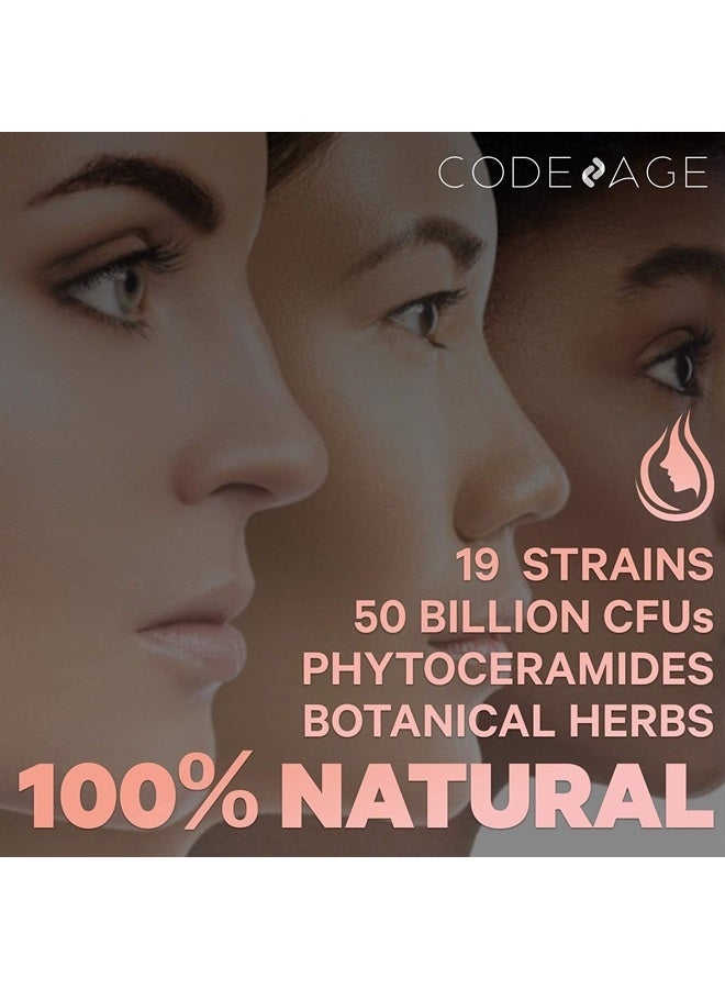 Codeage Skin Probiotics + Prebiotics - Skin Care Routine Supplement - 50 Billion CFU - Ayurvedic Botanical Herbs - Face Probiotics - Shelf Stable Cleanser, Non-GMO, Vegan - 60 Capsules - Image 4