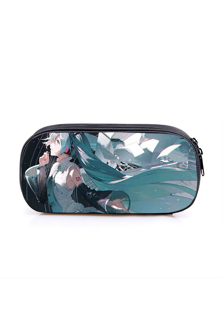 general Hatsune Miku pencil case student cute large-capacity pencil case polyester multifunctional storage stationery bag