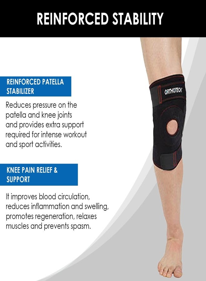 Orthotech Knee Support Open Patella, Breathable Knee Cap Brace for Arthritis, Pain Relief, Sports for Men & Women (Black, Large) - Image 3
