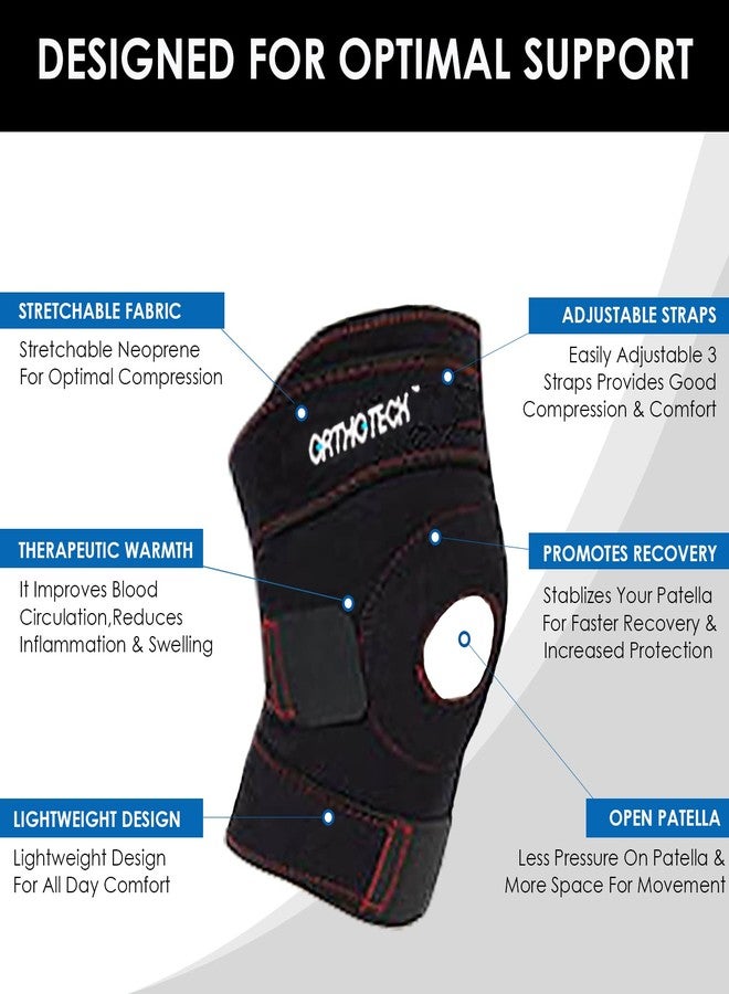 Orthotech Knee Support Open Patella, Breathable Knee Cap Brace for Arthritis, Pain Relief, Sports for Men & Women (Black, Large) - Image 5